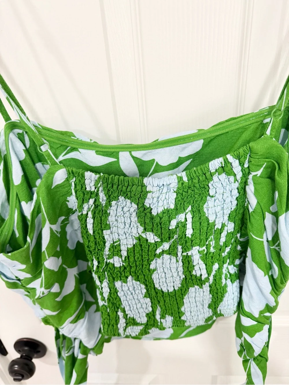 NEW Kate Spade x Target Linen Ruched Bow Cami Top Green Floral Plus Size 2X